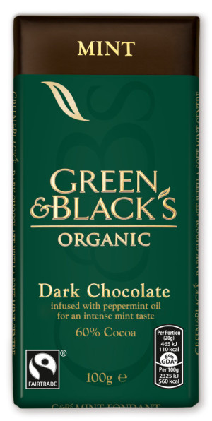 Green and Black Mint and Dark Chocolate (100g)